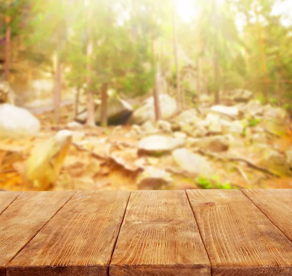 Tavola di legno nella foresta — Foto Stock