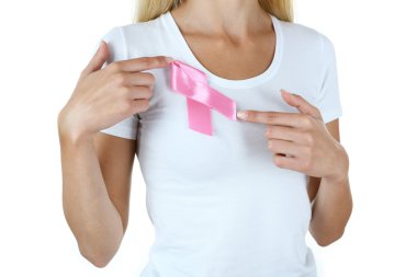 Pembe kurdele kullanan kadın  