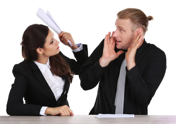 TV anchors training for telling news — Stock Photo, Image