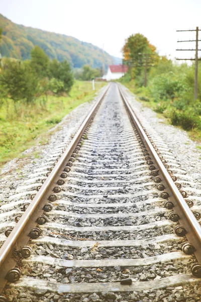 Ferrocarril sobre árboles verdes fondo — Foto de Stock