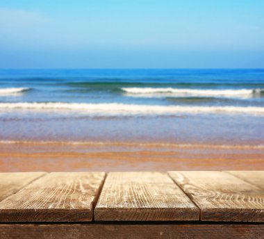 ahşap tahta deniz arka plan üzerinde