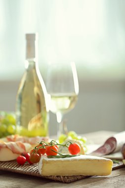 İtalyan yemek ve şarap türleri ile natürmort