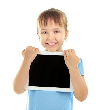 Dijital tablet ile güzel küçük kız