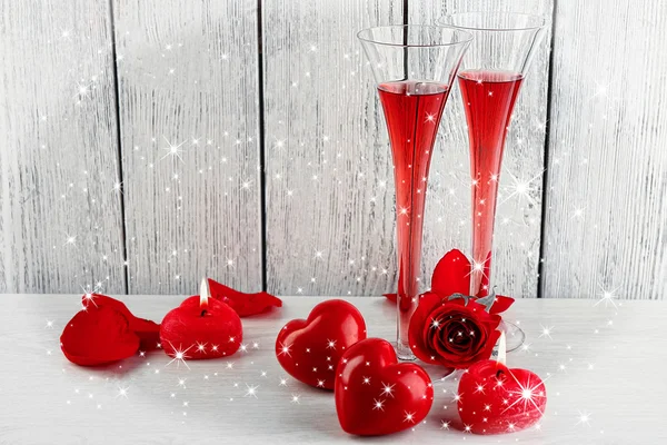 Cred wine, roses and candles — Stock Photo, Image