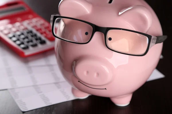 돼지 moneybox 및 계산 장비 — 스톡 사진