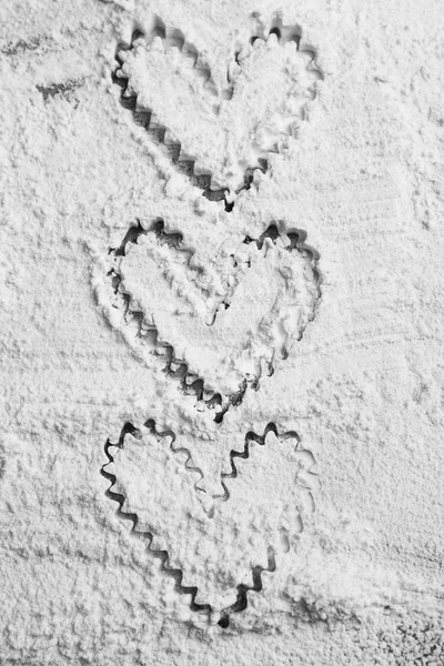 Hearts of flour on gray — Stock Photo, Image