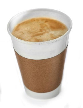 kağıt bardak kahve üzerine beyaz izole