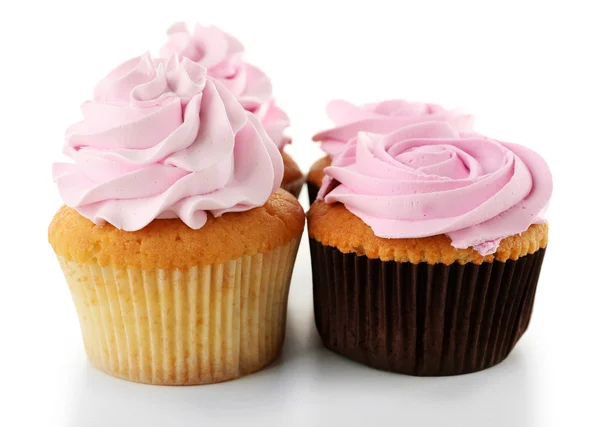 Cupcakes saborosos, isolados em branco — Fotografia de Stock