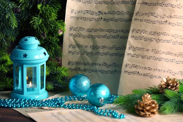 Music notes with Christmas decoration — Stock Photo, Image