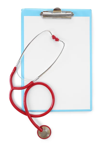 Medical stethoscope with clipboard — Stock Photo, Image