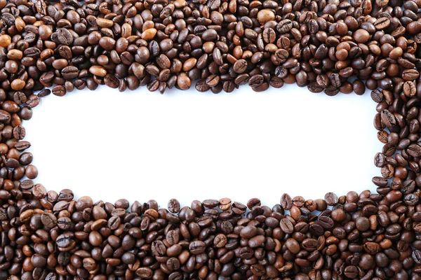 Marco de granos de café sobre fondo blanco — Foto de Stock