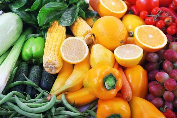 Fresh fruits and vegetables closeup — Stock Photo, Image