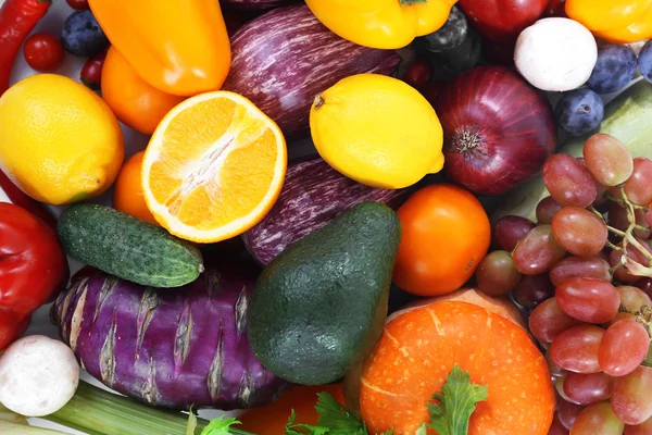 Barevné ovoce a zeleniny pozadí — Stock fotografie