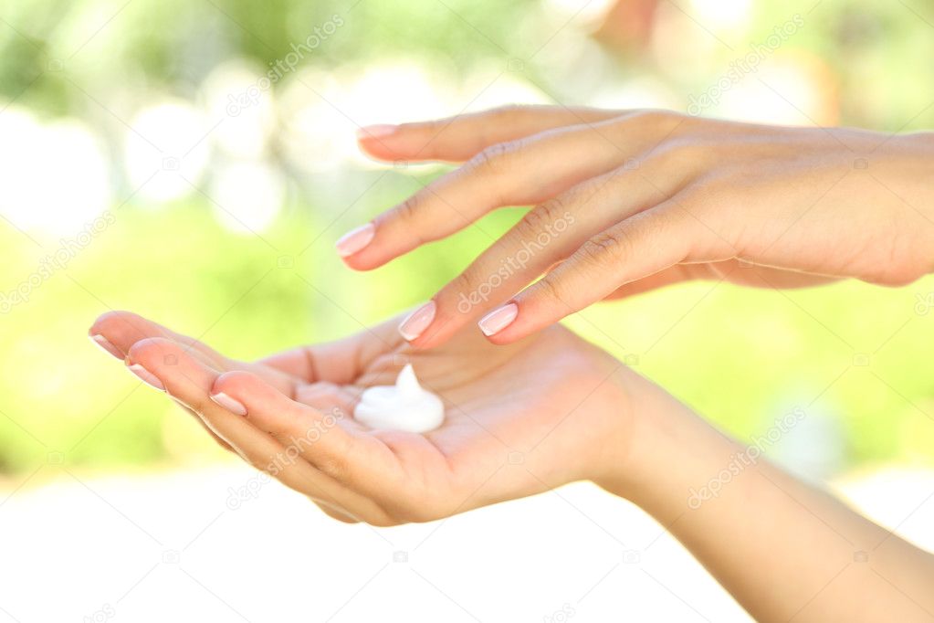 cream on female hand