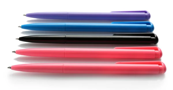 Collectie van kleurrijke pennen, geïsoleerd op wit — Stockfoto