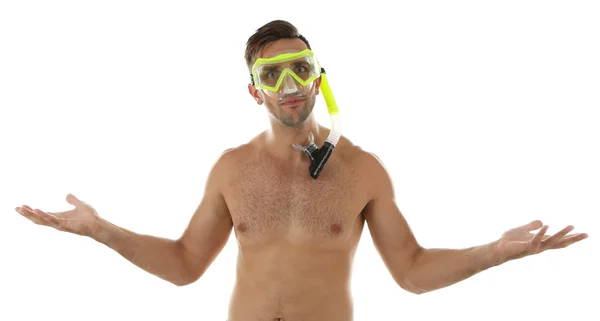 Mann mit Schwimmmaske oder Schwimmbrille — Stockfoto