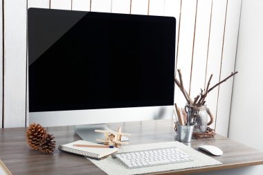 Çalışma alanı ile İskandinav iç tasarım