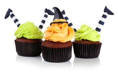 Beyaz izole Cadılar Bayramı cupcakes