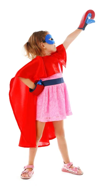 Superheldenmädchen in Boxhandschuhen — Stockfoto