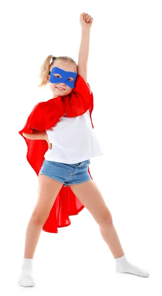 Superhero blond dziewczynka pozuje — Zdjęcie stockowe