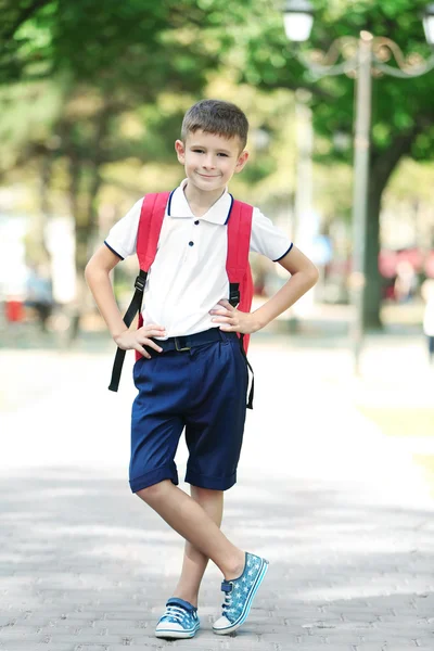 Niño pequeño con bolso escolar — Foto de Stock