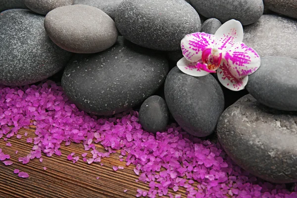 Spa stones and orchid — Stock Photo, Image