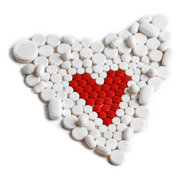 Corazón de píldoras rojas — Foto de Stock