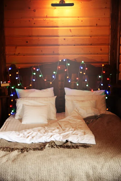 Dormitorio lodge de madera de montaña — Foto de Stock