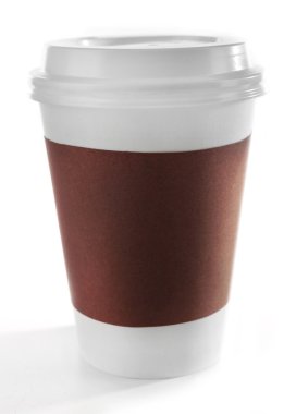 kağıt bardak kahve üzerine beyaz izole