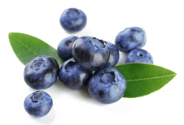 Fresh blueberries isolated on white