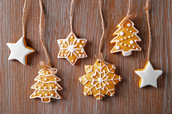 Christmas cookies on wooden table — Stock Photo, Image