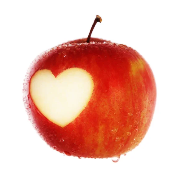 Rode appel met hart Stockfoto