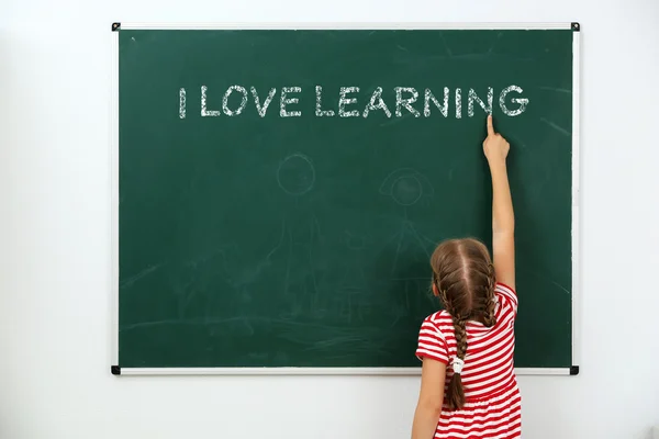 Girl Blackboard Love Learning Concept — Stock Photo, Image