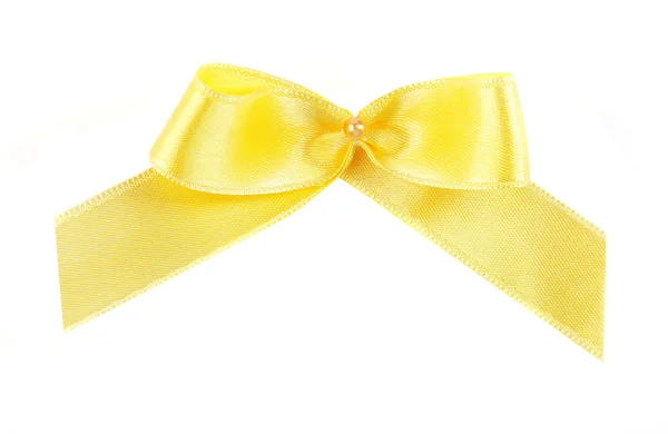 Żółta wstążka łuk na białym tle — Zdjęcie stockowe