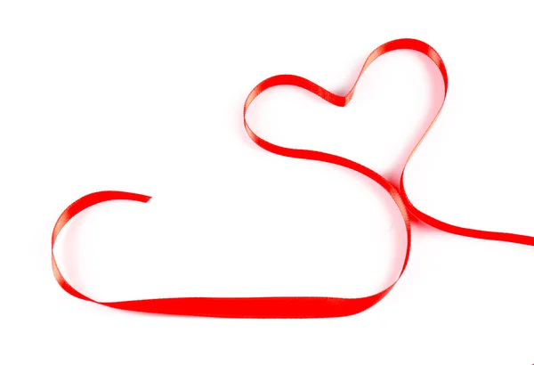 Red heart ribbon isolated on white — Stock Photo, Image