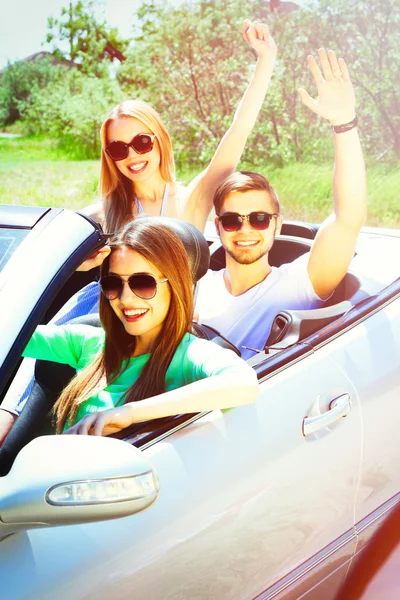 Three Friends Cabriolet Outdoors — Stock Photo, Image