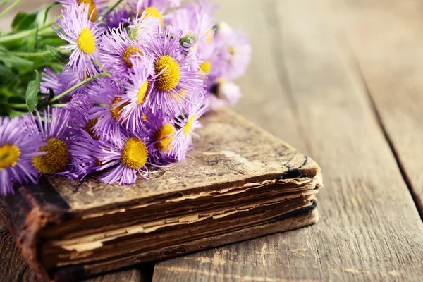 Vieux livre avec de belles fleurs — Photo