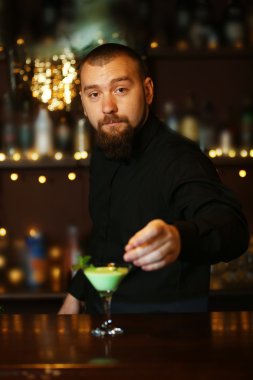 Barmen kokteyl yapmak 