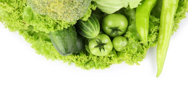 Heap of green vegetables isolated on white — Stock Photo, Image