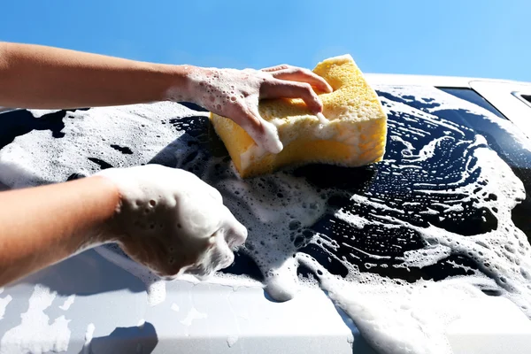 Hand washing car — Stock Photo, Image