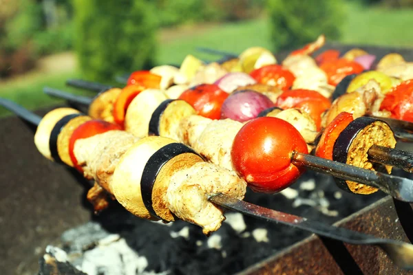 Barbekü mangal closeup ortasında — Stok fotoğraf