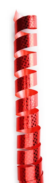 Red shining ribbon isolated on white, close up — Stock Photo, Image