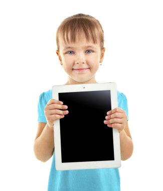 Dijital tablet ile güzel küçük kız