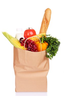 Kağıt torba beyaz izole ürünleri ile