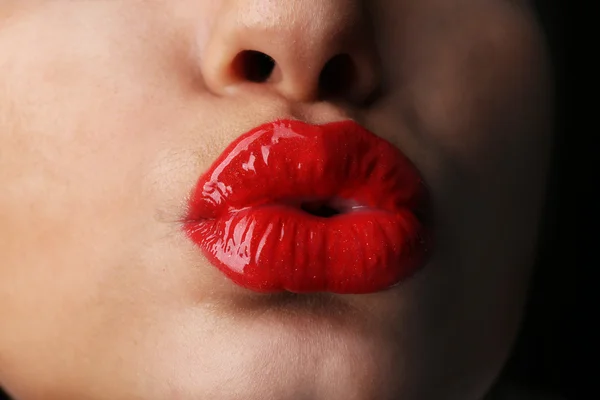 View on woman's red lips — Stock Photo, Image