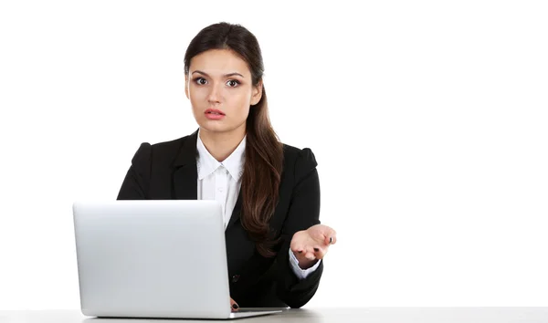 Business lady with laptop — Stock Photo, Image