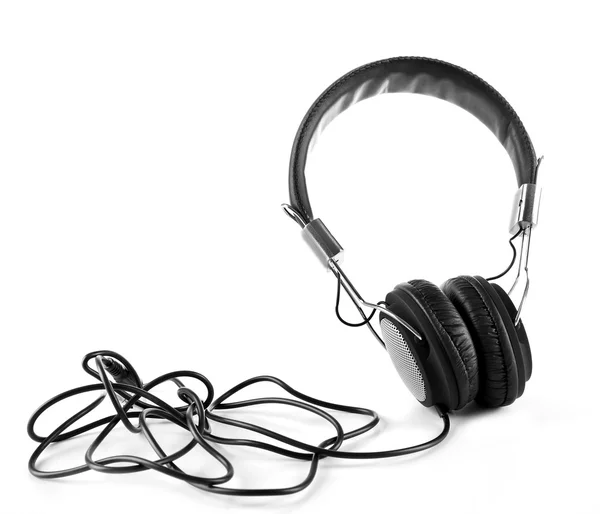 Black headphones isolated on white — Stock Photo, Image