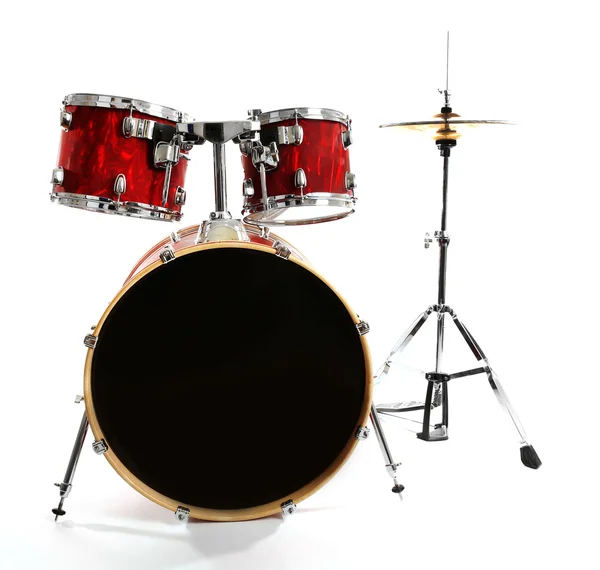 Set di tamburi rossi isolati su sfondo bianco — Foto Stock