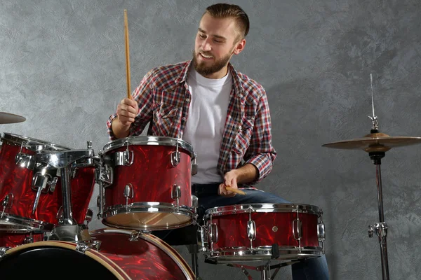 Musician playing drums — Stock Photo, Image