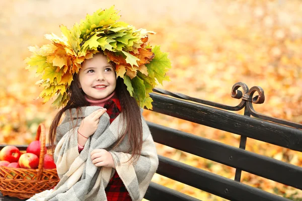 Happy young girl in yellow  wreath — Stock Photo, Image